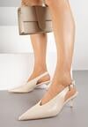 Beżowe Czółenka Typu Slingback na Szpilce Latinea