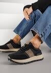Czarno-Brązowe Sneakersy na Platformie z Tłoczeniem Tillivalle