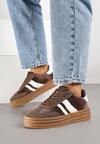Brązowe Sneakersy Typu Kultowe Tenisówki na Niskiej Platformie Tulafia