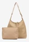 Ciemnobeżowa Torebka Hobo z Kosmetyczką i Paskiem Crossbody Zarosea