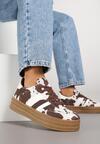Brązowe Sneakersy w Stylu Klasycznych Tenisówek na Platformie Nallania