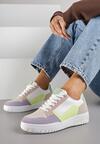 Fioletowe Sneakersy Ozdobione Perforacją i Geometrycznym Motywem Idariele
