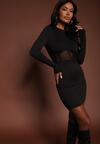 Czarna Sukienka Vices Bodycon z Transparentną Wstawką Typu Gorset Necotte