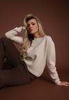 Beżowy Casualowy Sweter z Wełną i Wiskozą Lussare