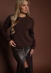 Brązowy Casualowy Sweter z Wełną i Wiskozą Lussare
