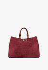 Bordowa Torebka Typu Shopper z Imitacji Zamszu z Rączkami i Paskiem Crossbody Temige