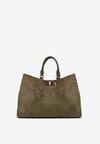 Zielona Torebka Typu Shopper z Imitacji Zamszu z Rączkami i Paskiem Crossbody Temige