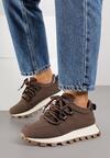 Brązowe Sneakersy na Platformie Ozdobionej Tłoczeniem Zerla