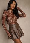 Brązowa Bluzka ze Stójką z Siateczki w Groszki Salinesa
