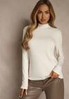 Biała Casualowa Bluzka z Golfem Longsleeve Ralaia