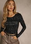 Czarna Bluzka Longsleeve Ozdobiona Geometrycznym Motywem Uninessa