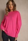 Fuksjowy Nietoperzowy Sweter w Minimalistycznym Stylu Raliava