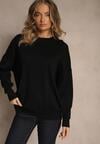 Czarny Nietoperzowy Sweter w Minimalistycznym Stylu Raliava