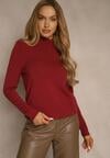 Bordowy Casualowy Sweter z Półgolfem w Minimalistycznym Stylu Seorienne