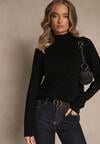 Czarny Casualowy Sweter z Półgolfem w Minimalistycznym Stylu Seorienne