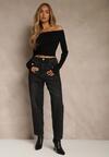 Czarne Jeansy Mom Fit High Waist z Dodatkiem Wiskozy Aclonea