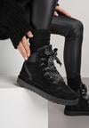 Czarne Sneakersy Ozdobione Sznurówkami w Geometryczny Wzór Avoslia