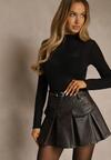 Czarna Wiskozowa Bluzka Longsleeve Golf z Kaszmirem Vidara