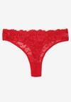 Czerwone Bawełniane Majtki Stringi z Koronką Ilwedana