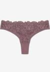 Fioletowe Bawełniane Majtki Stringi z Koronką Ilwedana