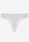 Jasnoszare Bawełniane Majtki Stringi z Koronką Ilwedana