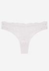 Białe Bawełniane Majtki Stringi z Koronką Ilwedana
