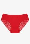 Czerwone Majtki Figi z Koronkowymi Wstawkami Amiora