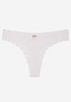 Białe Prążkowane Majtki Stringi z Bawełny Ilweda