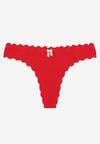Czerwone Prążkowane Majtki Stringi z Bawełny Ilweda