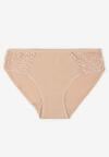 Beżowe Bawełniane Majtki Figi o Klasycznym Fasonie Venalice