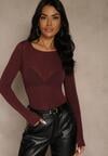 Bordowa Bluzka Longsleeve z Wiskozy i Kaszmiru Unelle