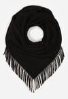 Czarny Bawełniano-Wiskozowy Szalik w Kształcie Trójkąta z Frędzlami Vetisara