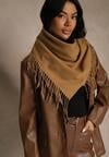 Jasnobrązowy Szalik w Kształcie Trójkąta z Frędzlami Vetifare