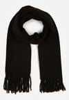 Czarny Gładki Szalik z Frędzlami Vetimare