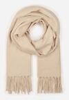 Beżowy Gładki Szalik z Frędzlami Vetimare