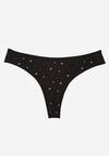 Czarne Majtki Strongi z Drobnym Nadrukiem z Bawełną Clymeine