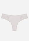 Białe Majtki Stringi Ozdobione Koronką z Bawełną Meniliphis