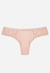 Jasnoróżowe Majtki Stringi Ozdobione Koronką z Bawełną Meniliphis