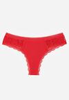 Czerwone Majtki Stringi Ozdobione Koronką z Bawełną Meniliphis