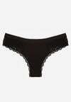 Czarne Majtki Stringi Ozdobione Koronką z Bawełną Meniliphis