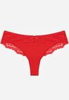 Czerwone Majtki Stringi Ozdobione Koronką Phisoris