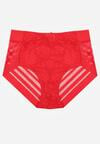 Czerwone Siateczkowe Majtki Figi High Waist z Koronkowymi Zdobieniami Heylih