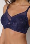 Granatowy Koronkowy Biustonosz Ozdobiony Przezroczystą Wstawką Acalinai