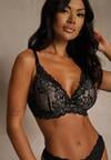 Czarno-Beżowy Koronkowy Biustonosz w Klasycznym Stylu Coralee