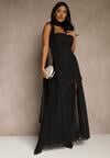 Czarna Wieczorowa Sukienka Bandeau z Dodatkowym Szalem Meridvia