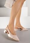 Beżowe Sandały Slingback na Klocku z Lakierowanym Noskiem Iphisania