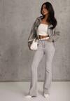 Szare Jeansy Flare High Waist z Bawełny Ginerial