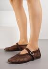 Brązowe Balerinki Ozdobione Siateczką Arolamar