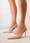 Różowe Sandały Slingback na Szpilce z Imitacji Zamszu Carilona