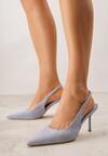 Niebieskie Sandały Slingback na Szpilce z Imitacji Zamszu Carilona